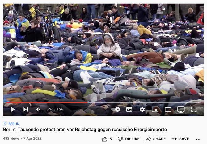Ekrano nuotr. iš „YouTube“/Vokietijoje vyko protestai prieš karą Ukrainoje