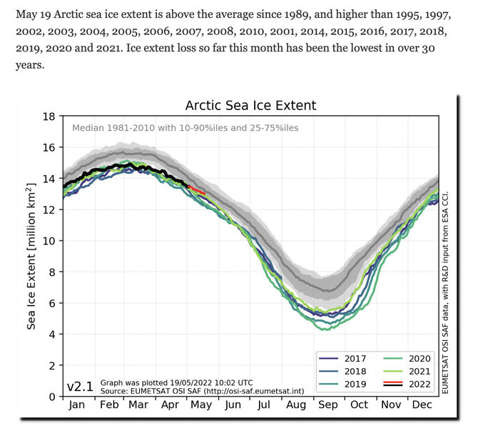 Ekrano nuotr. iš realclimatescience.com/Klimato kaitos skeptikai grafike įžvelgė, kad Arkties ledas netirpsta