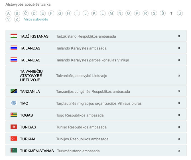 Ekrano nuotr. iš urm.lt/Taivaniečių atstovybė minima Užsienio reikalų ministerijos tinklalapyje