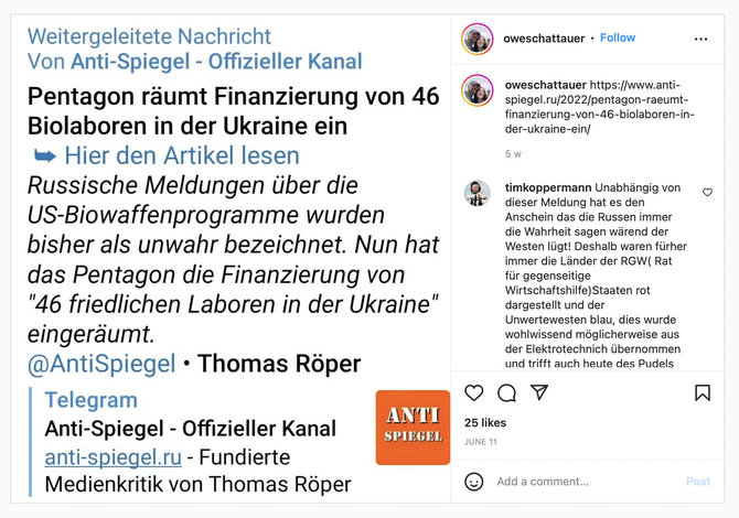 Ekrano nuotr. iš „Instagram“/JAV paskelbtas informacinis lapelis su sena informacija apie paramą Ukrainos laboratorijoms socialiniuose tinkluose tapo didele naujiena