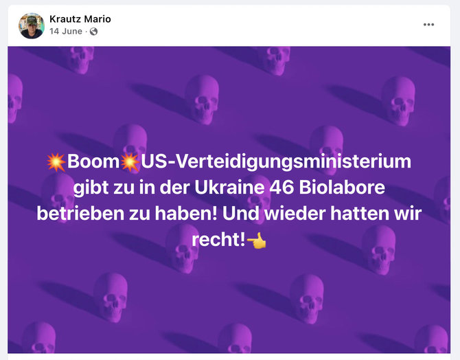 Ekrano nuotr. iš „Facebook“/JAV paskelbtas informacinis lapelis su sena informacija apie paramą Ukrainos laboratorijoms socialiniuose tinkluose tapo didele naujiena