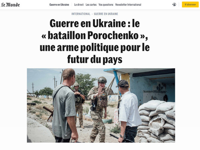 Ekrano nuotr. iš lemonde.fr/Prancūzijos žurnalistai nerašė, kad Petro Porošenka planuoja karinį perversmą