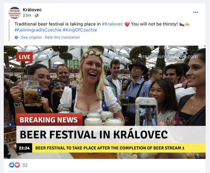 Ekrano nuotr. iš „Facebook“/Jau pasidalyta nuotrauka iš Kralovece esą vykusios alaus šventės