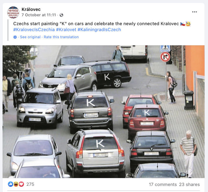 Ekrano nuotr. iš „Facebook“/Čekai esą pradėjo savo automobilius žymėti raidėmis K