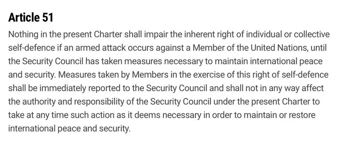 Ekrano nuotr. iš un.org/Be JT sutikimo valstybė gali panaudoti ginkluotą jėgą tik tada, kai jai reikia gintis nuo užpuolimo