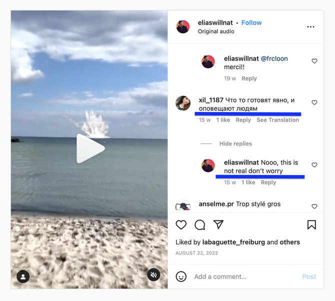 Ekrano nuotr. iš „Instagram“/Įrašo autorius Elias'as Willnat'as pats nurodė, kad jis sukurtas kompiuteriu