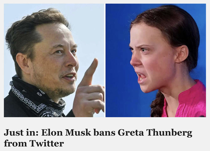 Ekrano nuotr. iš americawebstories.com/Žinutė apie tai, kad Gretos Thunberg paskyra „Twitter“ užblokuota, buvo satyra