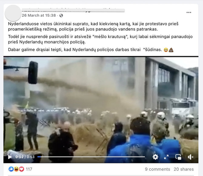 Ekrano nuotr. iš „Facebook“/Protestuojantys Nyderlandų ūkininkai sulaukė bendraminčių Lietuvoje