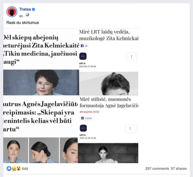 Ekrano nuotr. iš „Facebook“/Zitos Kelmickaitės ir Agnės Jagelavičiūtės mirtys nepagrįstai buvo susietos su skiepais