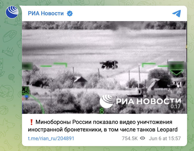 Ekrano nuotr. iš „Telegram“/Taikydamiesi kariai nė nesvarstė, ar lauke mato „Leopard“ arba apskritai tanką
