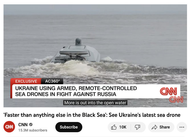 Ekrano nuotr. iš CNN kanalo „YouTube“/Ukrainiečių sukurtas jūrų dronas