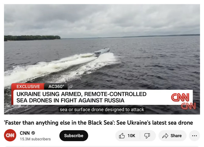 Ekrano nuotr. iš CNN kanalo „YouTube“/Ukrainiečių sukurtas jūrų dronas