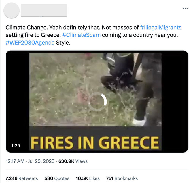 Ekrano nuotr. iš „Twitter“/2019 m. įvykiai pateikiami kaip įrodymas, esą miškų gaisrus pradėjo migrantai