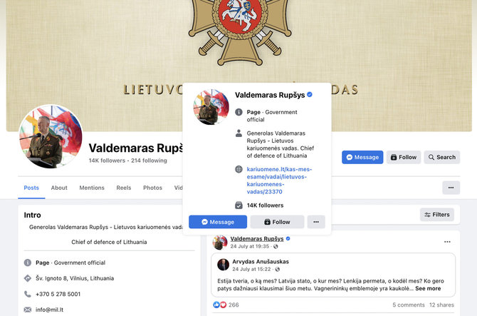 Ekrano nuotr. iš „Facebook“/Tikroji Valdemaro Rupšio paskyra „Facebook“