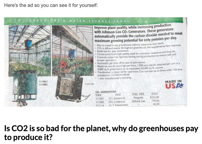 Ekrano nuotr. iš naturalnews.com/Straipsnio autorius savo prielaidas grindžia CO2 generatorių reklama