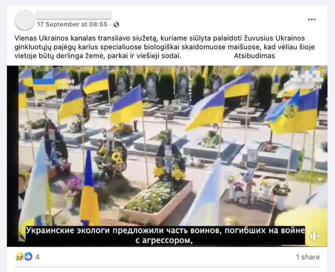 Ekrano nuotr. iš „Facebook“/Ukrainos televizijos tariamai parodytas įrašas pasiekė ir Lietuvą