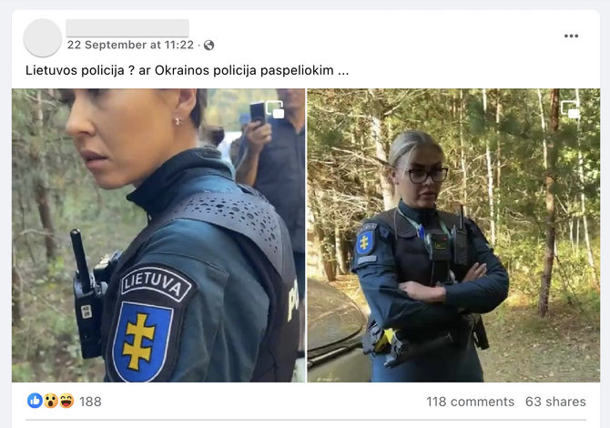 Ekrano nuotr. iš „Facebook“/Dvigubas auksinis kryžius mėlyname fone nerodo ryšio su Ukraina - tai yra senas Lietuvos valstybės simbolis 