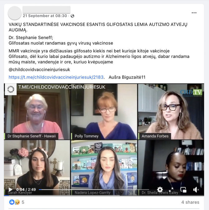 Ekrano nuotr. iš „Facebook“/Internete tebeplatinamas mitas apie skiepų ir autizmo spektro sutrikimo ryšį