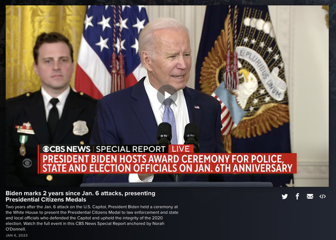 Ekrano nuotr. iš cbsnews.com/Joe Bideno veidas įrašuose iš renginio neatrodė kitoks nei paprastai