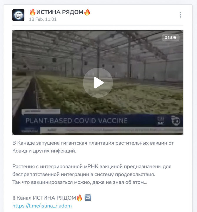 Ekrano nuotr. iš tgstat.ru/Klaidinanti informacija apie vakcinas plinta iš Rusijos