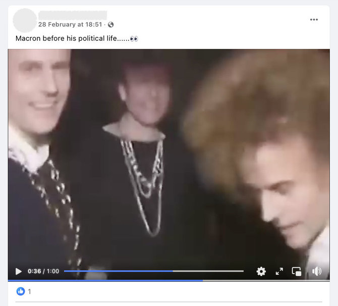 Ekrano nuotr. iš „Facebook“/Viename kadre net trys šokėjai yra su Emmanuelio Macrono veidais