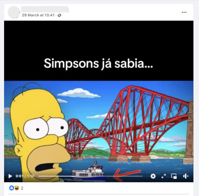 Legenda apie tariamai „Simpsonų“ išpranašautą Baltimorės tilto griūtį atkeliavo ir iki Lietuvos