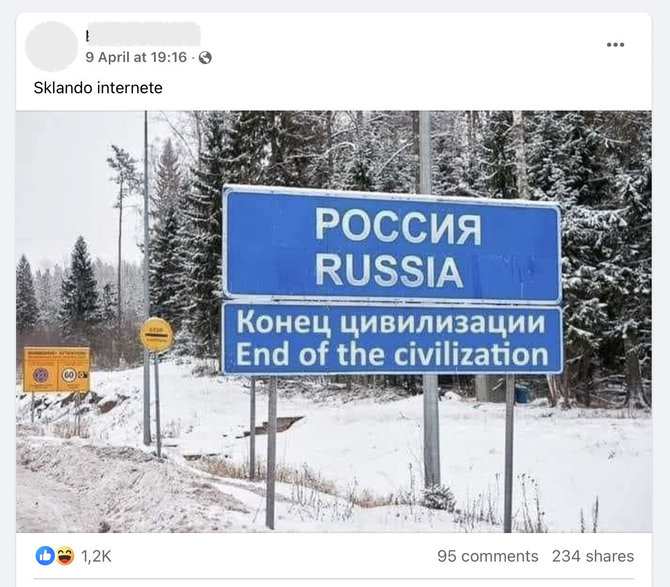 Ekrano nuotr. iš „Facebook“/Kadras su civilizacijos pabaigą Rusijoje rodančiu ženklu sulaukė didelio dėmesio