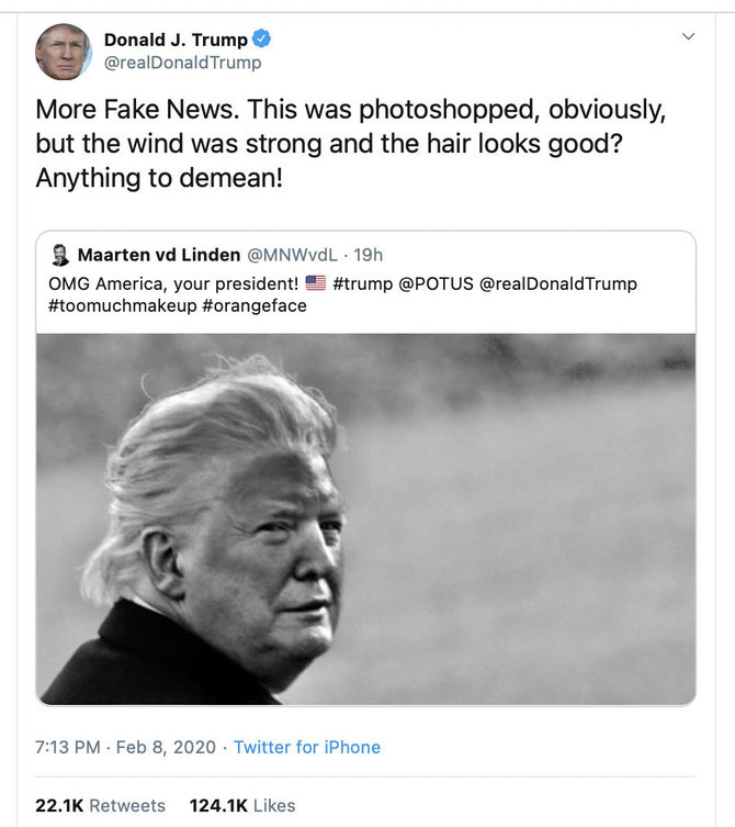 Ekrano nuotr. iš „X“/Donaldas Trumpas yra piktinęsis, neva nuotrauka, kurioje ant jo veido aiškiai matyti įdegio kremas, buvo pakeista
