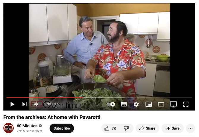 Ekrano nuotr. iš „YouTube“/Italų tenoras Luciano Pavarotti garsėjo pomėgiu valgyti skaniai ir daug