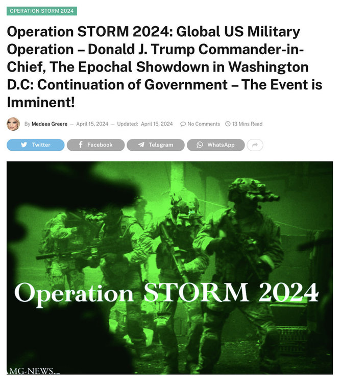 Ekrano nuotr. iš „Facebook“/amg-news.com Operacija „Storm“ yra sugalvoja sąmokslo teorijų platintojų