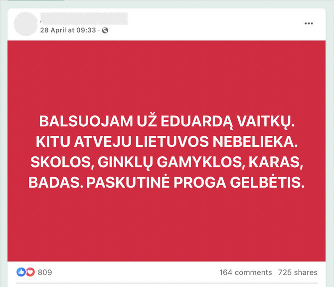Ekrano nuotr. iš „Facebook“/Šie sprendimai nėra Lietuvos prezidento galiose