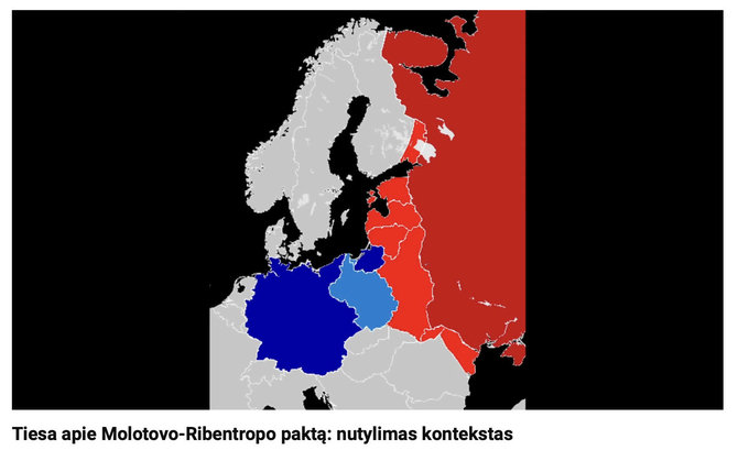 Ekrano nuotr. iš „YouTube“/Internete platinamos Kremliaus propagandą atitinkančios versijos apie Molotovo-Ribbentropo paktą