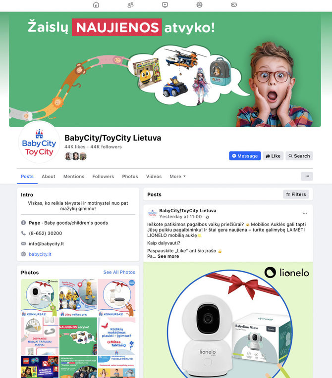 Ekrano nuotr. iš „Facebook“/Tikra „BabyCity : ToyCity“ paskyra „Facebook“