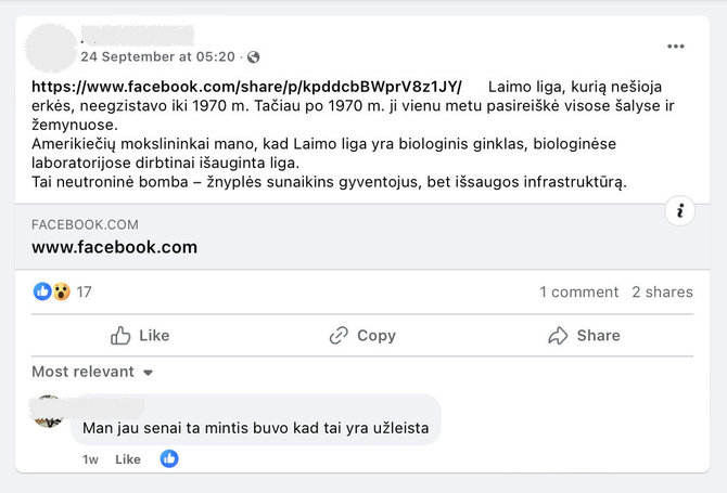 Ekrano nuotr. iš „Facebook“/Laimo ligą sukeliančios bakterijos Žemėje gyvena kur kas ilgiau nei pusę amžiaus ir jos nebuvo išaugintos dirbtinai