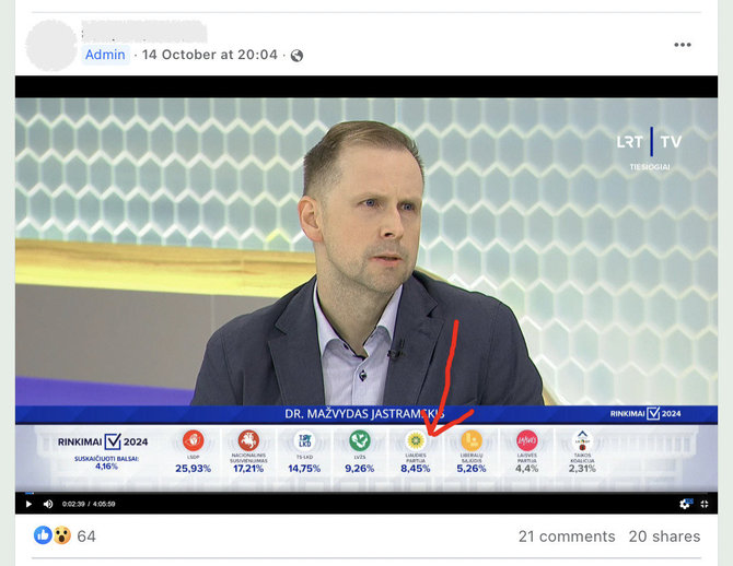 Ekrano nuotr. iš „Facebook“/Socialiniame tinkle „Facebook“ keliamos abejonės dėl Seimo rinkimų rezultatų