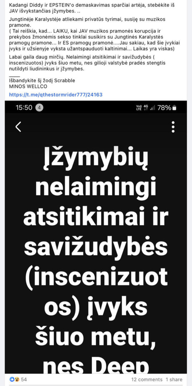 Ekrano nuotr. iš „Facebook“/Internautai aiškina, neva dėl Diddy skandalo reikėtų tikėtis inscenizuotų savižudybių ir nelaimingų atsitikimų