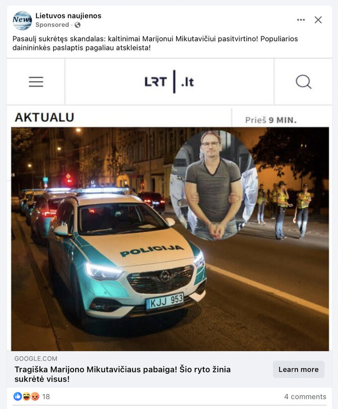 Ekrano nuotr. iš „Facebook“/Internete jau seniai platinamas sufabrikuotas interviu su Marijonu Mikutavičiumi vėl panaudotas, bet jis pakeistas kitu žmogumi