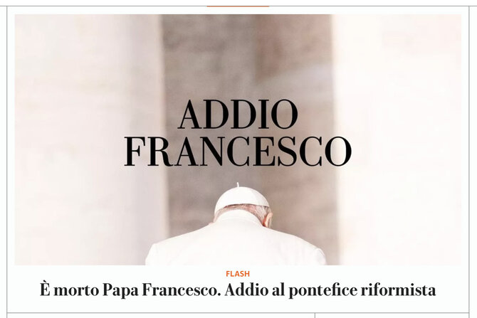 Ekrano nuotr. iš repubblica.it/Italijos dienraščio „La Repubblica“ portalo straipsnis apie popiežiaus Pranciškaus mirtį