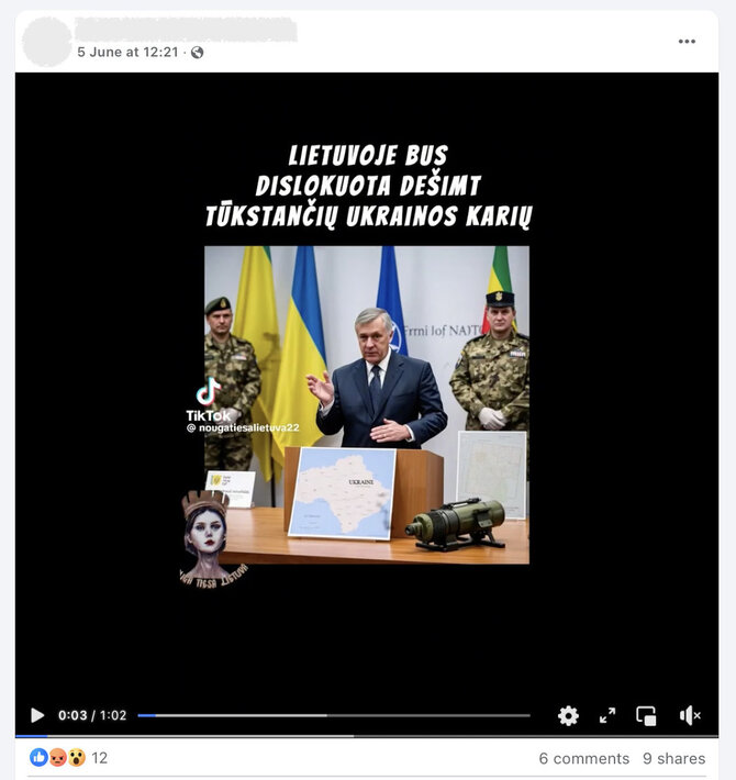 Ekrano nuotr. iš „Facebook“/Idėją Lietuvoje dislokuoti 10 tūkst. Ukrainos karių iškėlė tik vienas šios šalies politikas 