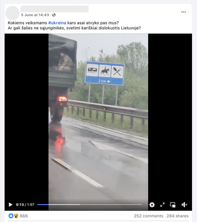 Ekrano nuotr. iš „Facebook“/Pamatęs į ukrainiečius esą panašius karius, vienas internautas susiejo tai su užsieniečių dislokavimu Lietuvoje