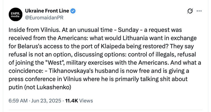 Ekrano nuotr. iš „X“/Netiesa, kad JAV domisi, ko Lietuva norėtų mainais už Klaipėdos uosto atvėrimą kaimynams, tai paneigė užsienio reikalų ministras Kęstutis Budrys