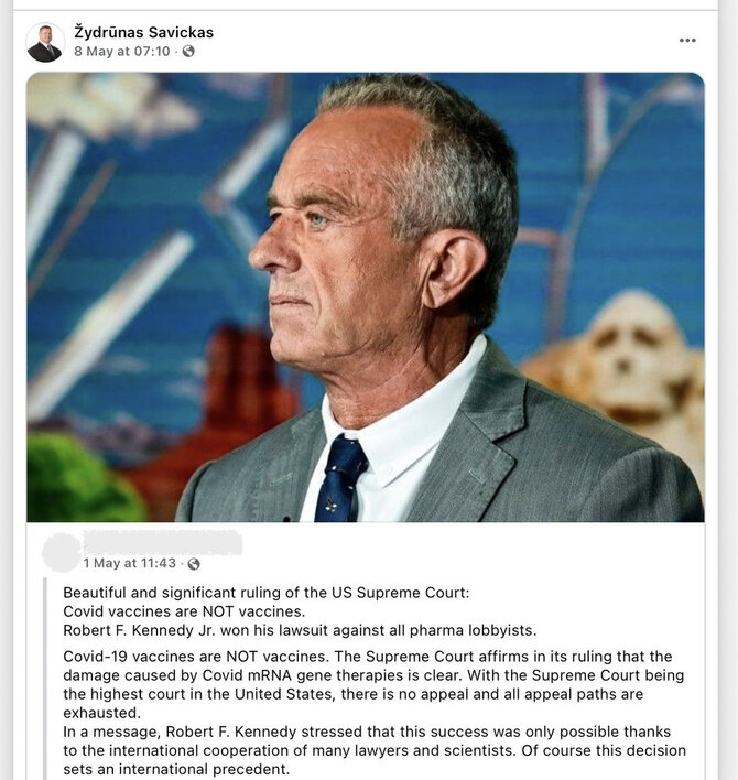 Ekrano nuotr. iš „Facebook“/Melagingu įrašu olandų kalba pasidalijo ir Lietuvos stipruolis Žydrūnas Savickas