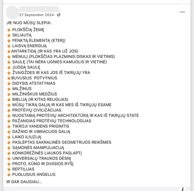 Ekrano nuotr. iš „Facebook“/Nuo žmonių neva slepiami dalykai tėra sąmokslo teorijos