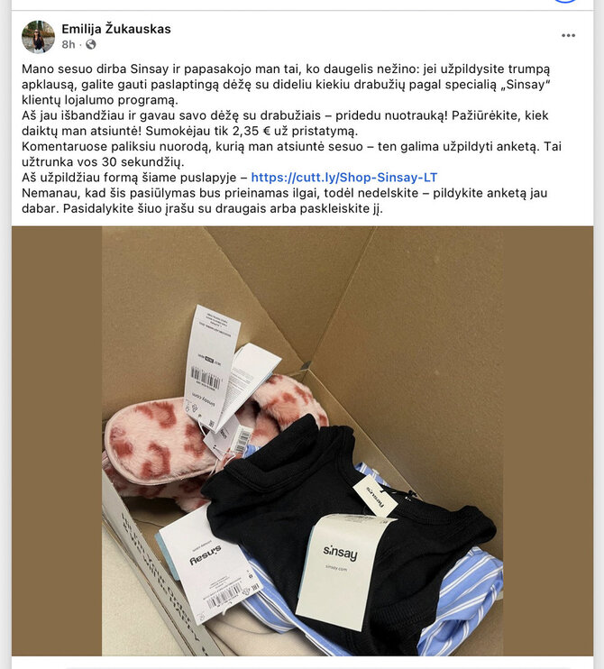 Ekrano nuotr. iš „Facebook“/Vietoj pašalinto įrašo netrukus atsirado naujas įrašas su istorija jau nebe apie mamą, bet seserį