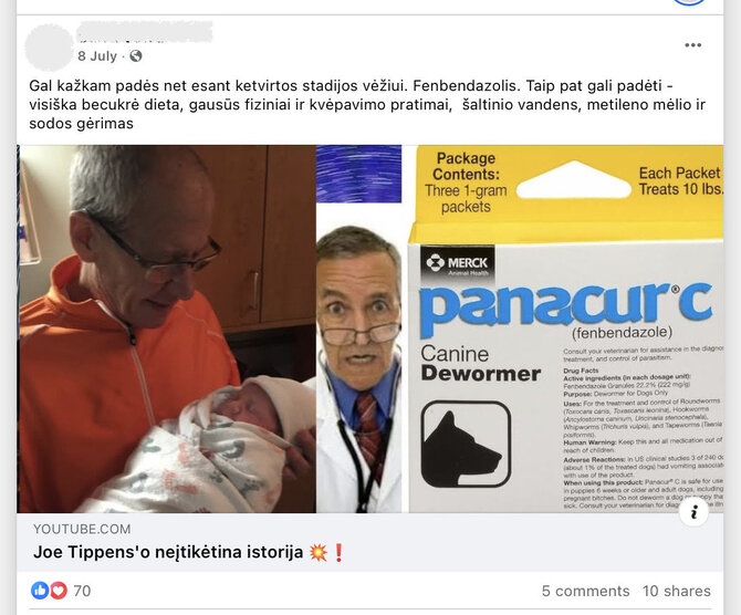 Ekrano nuotr. iš „Facebook“/Socialiniuose tinkluose vėl ieškoma greitų priemonių nuo vėžio