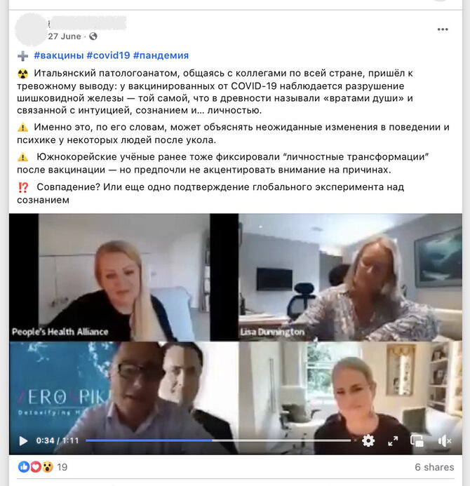 Ekrano nuotr. iš „Facebook“/Internautai vakcinoms nuo COVID-19 priskyrė dar vieną nuodėmę - smegenų pažeidimą