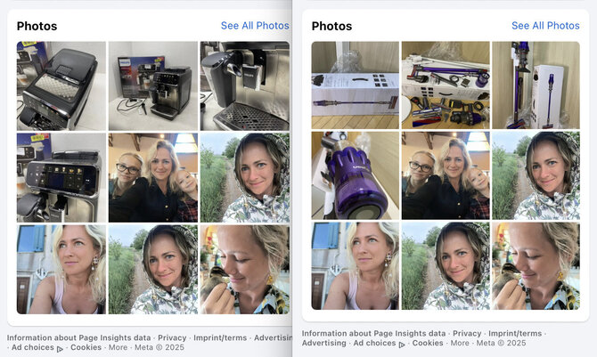 Ekrano nuotr. iš „Facebook“/Kairėje pusėje - lietuvės Rūtos paskyroje, dešinėje - slovakės Annos paskyroje paskelbtos nuotraukos