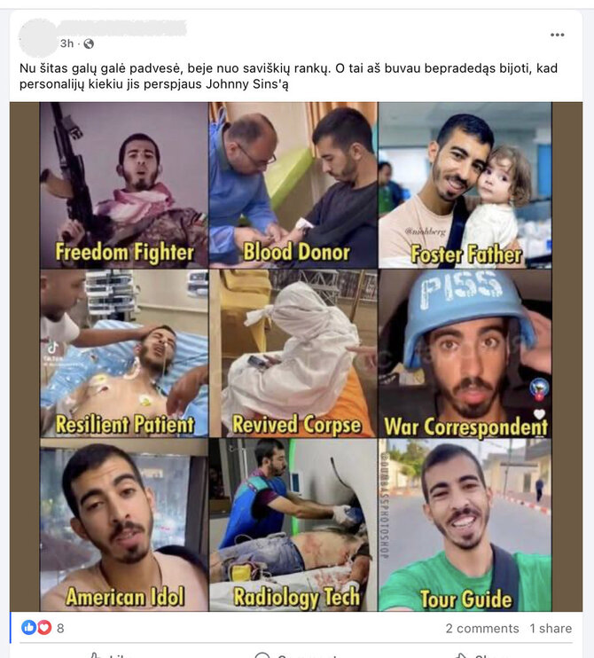 Ekrano nuotr. iš „Facebook“/Ne visose nuotraukose matomas žuvęs palestiniečių influenceris Saleh Aljafarawi