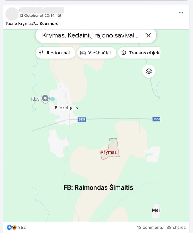 Ekrano nuotr. iš „Facebook“/Lietuvoje tikrai galima rasti Krymo kaimą