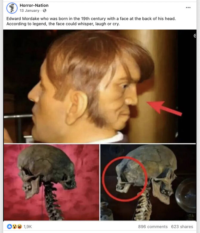 Ekrano nuotr. iš „Facebook“/Istorija apie tariamai du veidus turėjusį Edwardą Mordrake’ą yra išgalvota, o jo atvaizdai yra sukurti menininkų